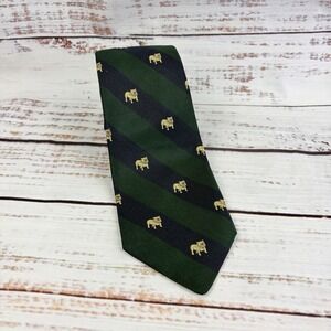 JEFFREY BANKS VINTAGE SILK TWILL NECKTIE WITH STRIPES AND English BULLDOGS Tie
